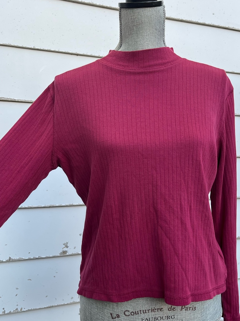 90s Y2K Northern Reflections Ribbed Cotton Long-Sleeve Top